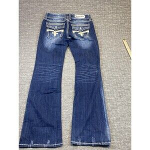 women’s Rock Revival Jeans 34 Dara Boot Cut Embellished thick Stitching Dark
